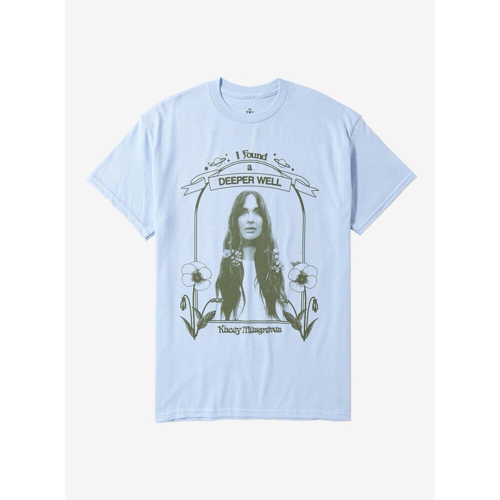 Kacey Musgraves Deeper Well Portrait T-Shirt White & Olive Green Size Small